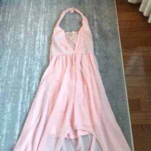 Light pink high low maxi dress